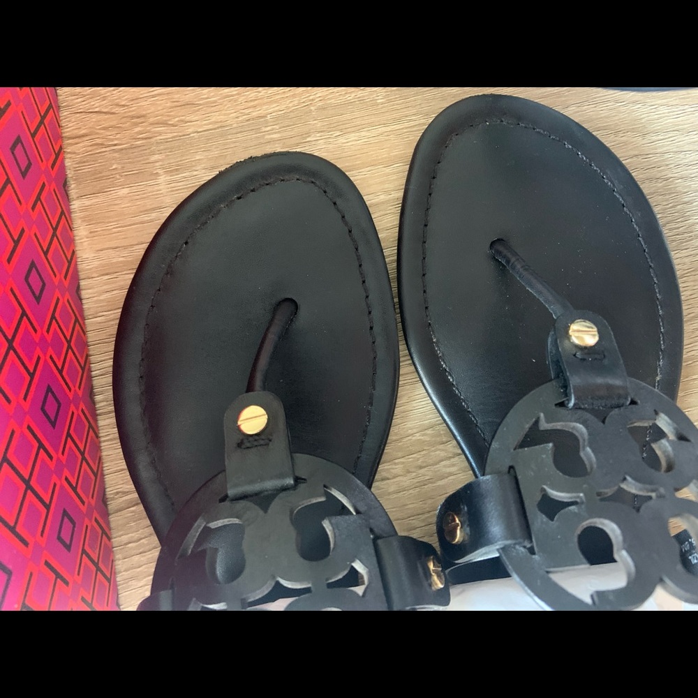 Tory Burch Black Miller Leather Sandals - Picture 12 of 15